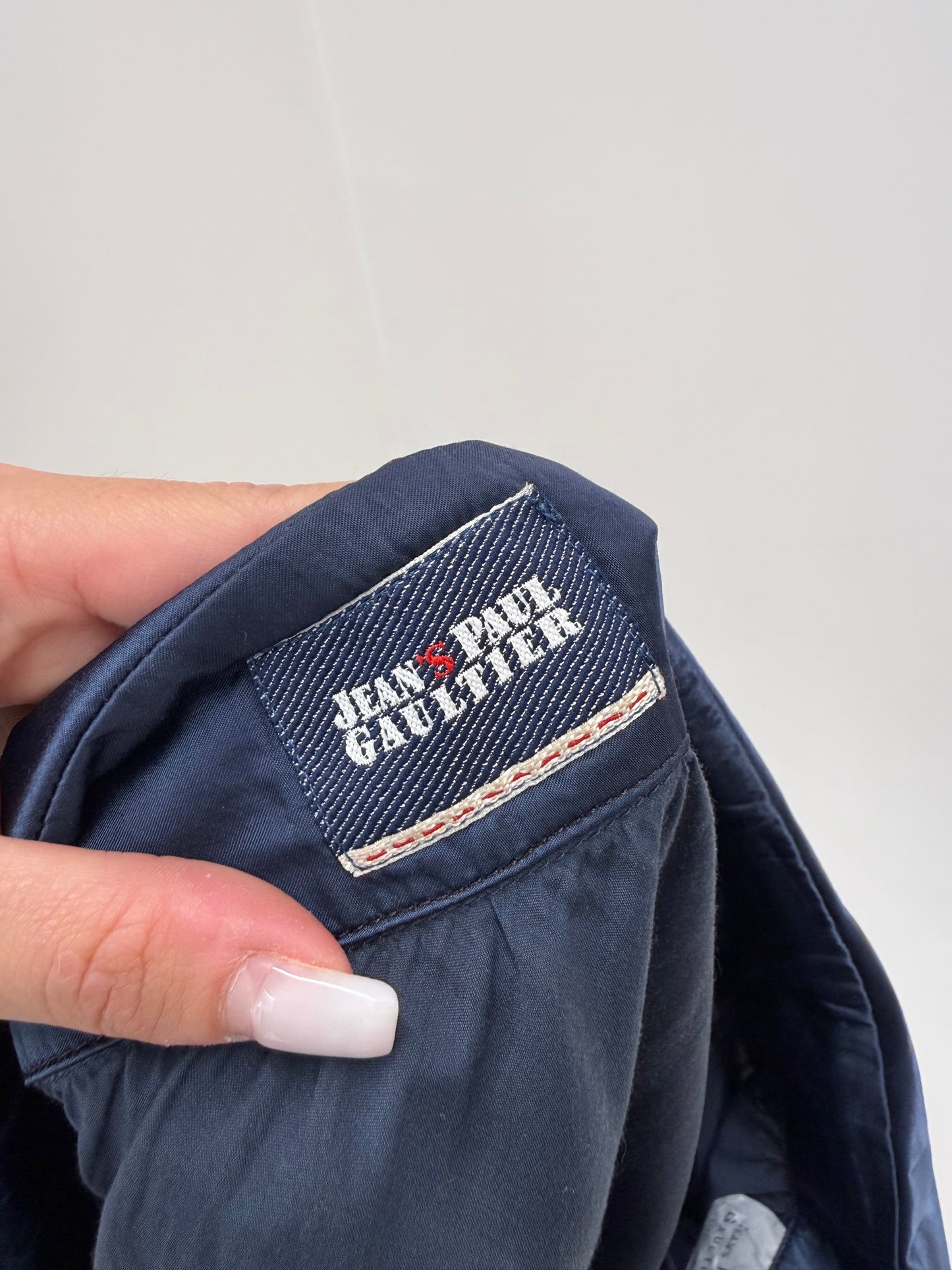 Fustă vintage de colecție Jean Paul Gaultier anii 2000 din satin tehnic cu obi belt