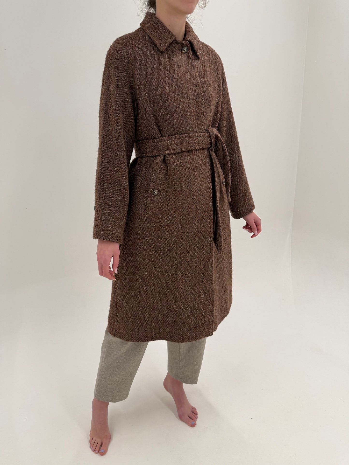 Palton old vintage Burberry de colecție din tweed gros de lana