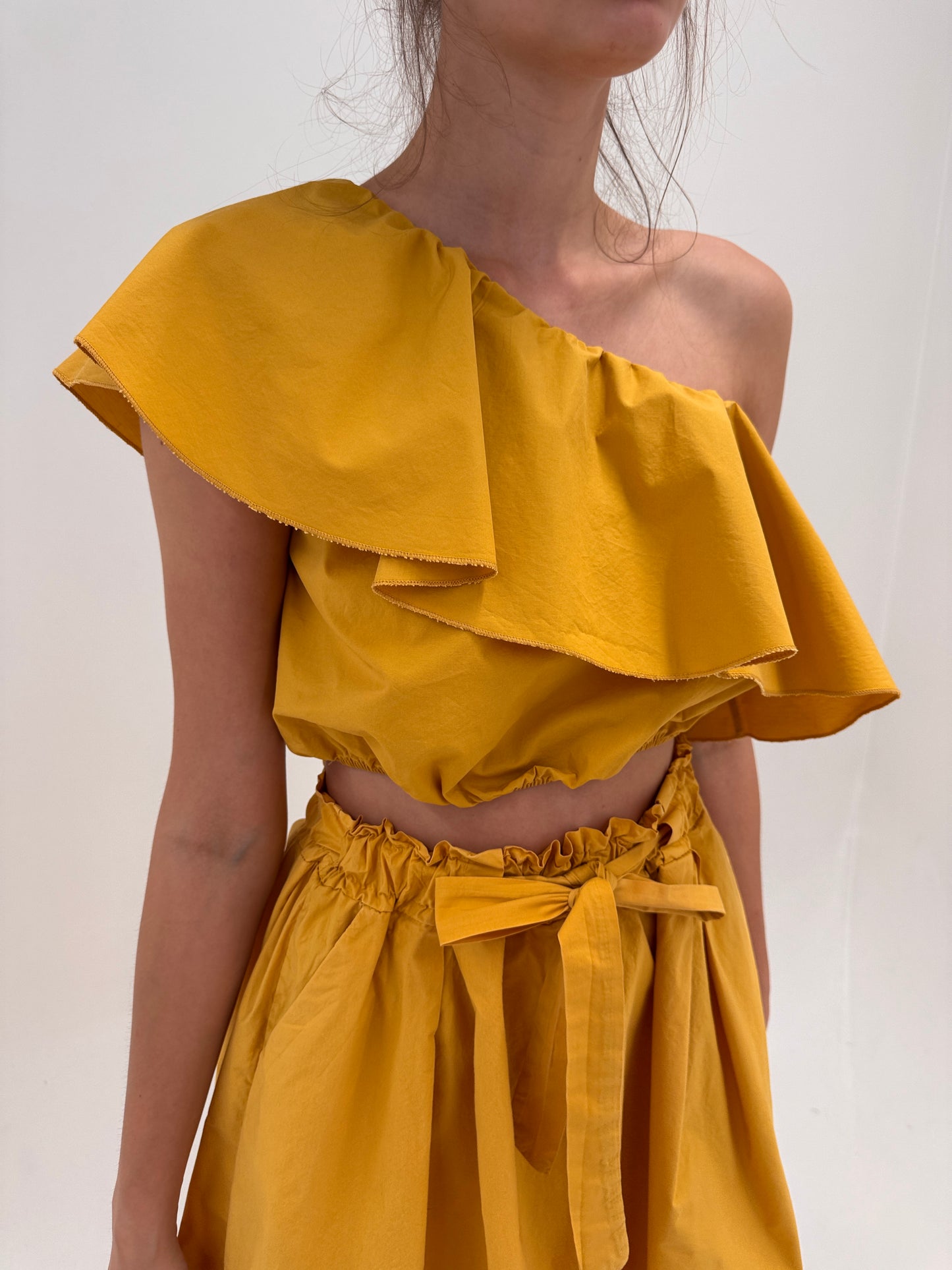 Set saffron yellow din poplin de bumbac in croi ultra chic