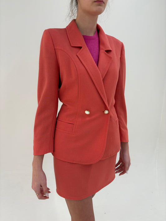 Deux piece vintage italian salmon Pink din lanita extrafina