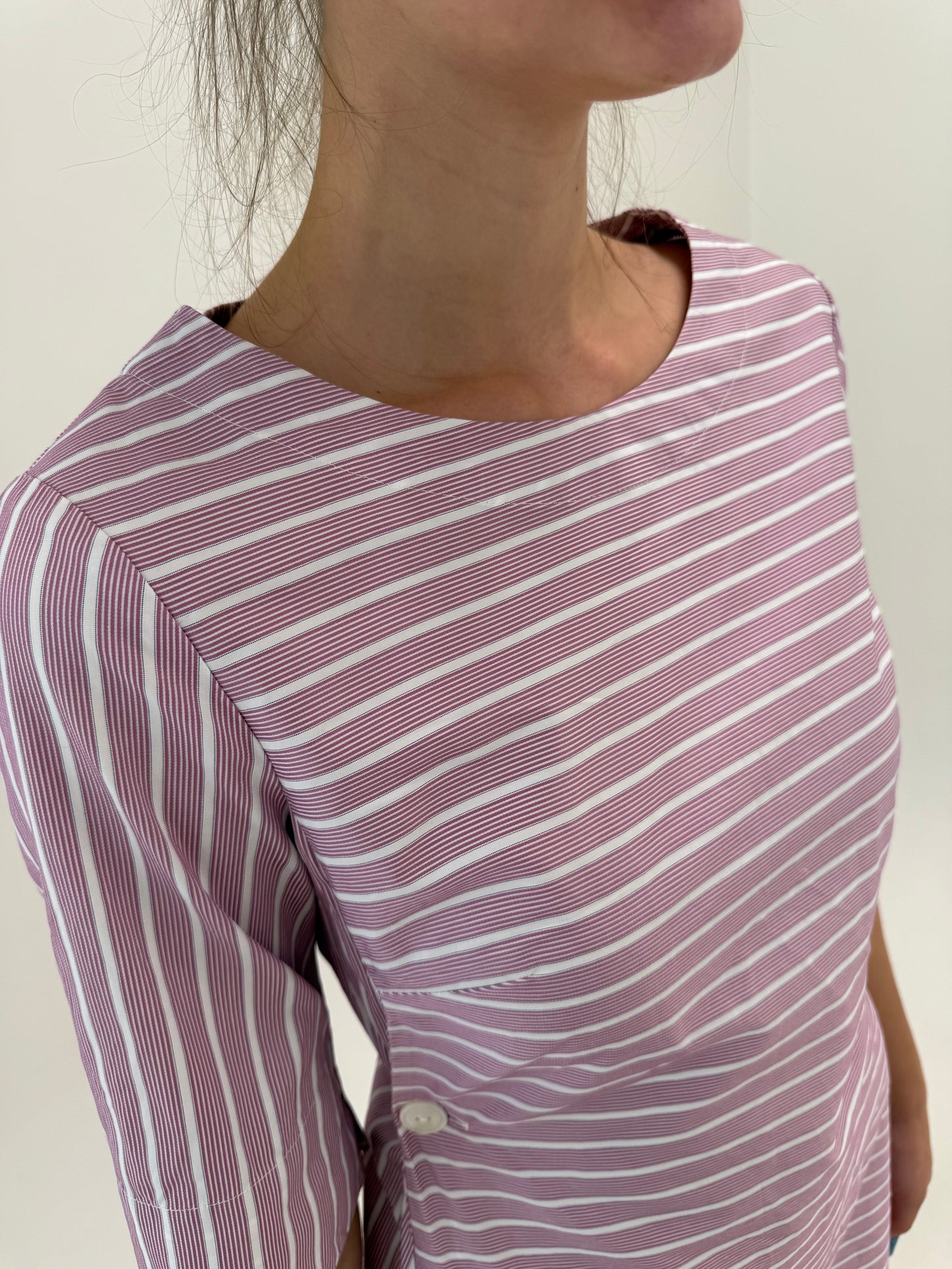Rochie de brand super premium italian în croi actual din poplin de bumbac în dungi