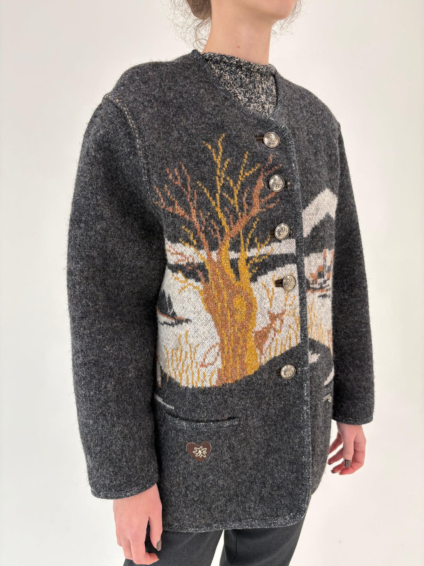 Jacheta vintage din boiled wool gros cu lucrătură superbă