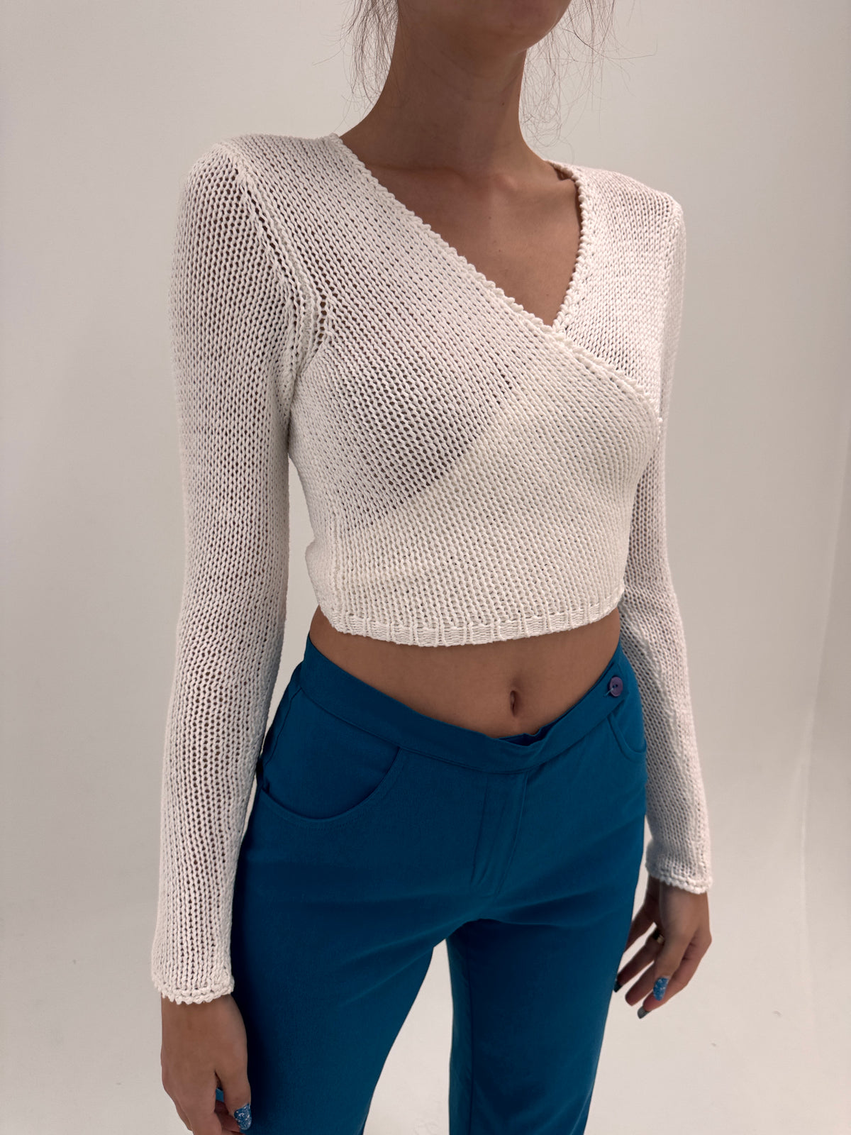 Soft knit petrecut din bumbac butter white