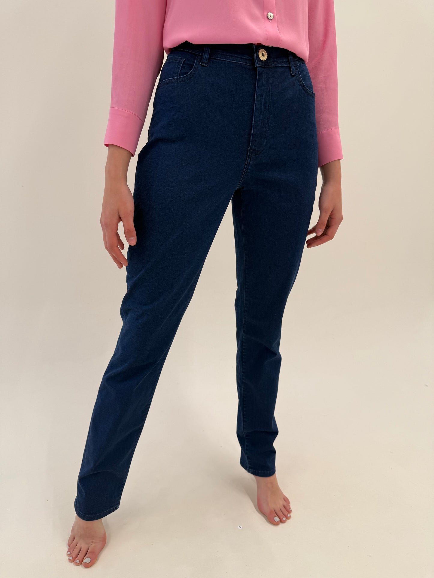 Jeans noi de vară luxury Trussardi indigo wash ultra confort modelatori tall