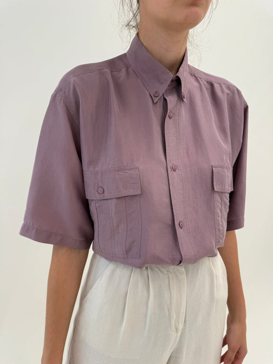 Cămașa din panzica de mătase naturală dusty purple