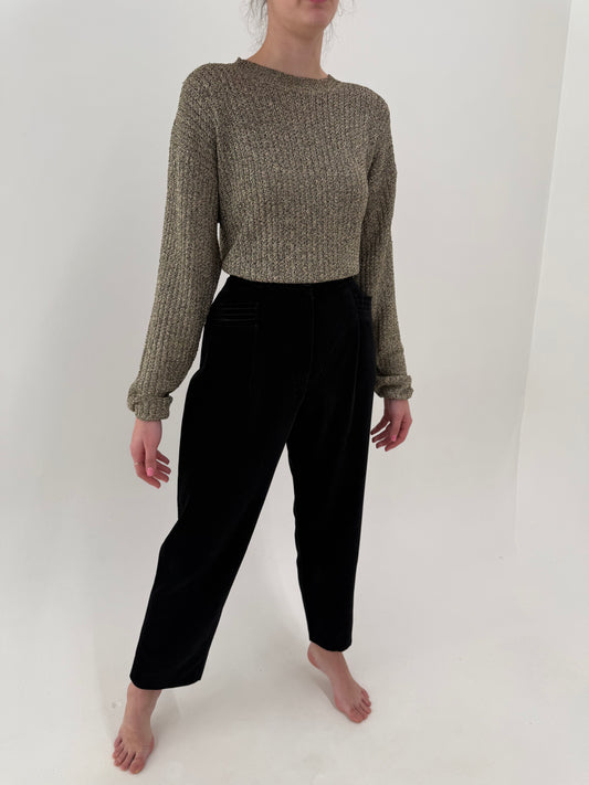 Pantaloni din catifea de bumbac modelatoare mom fit cu talie ultra înaltă