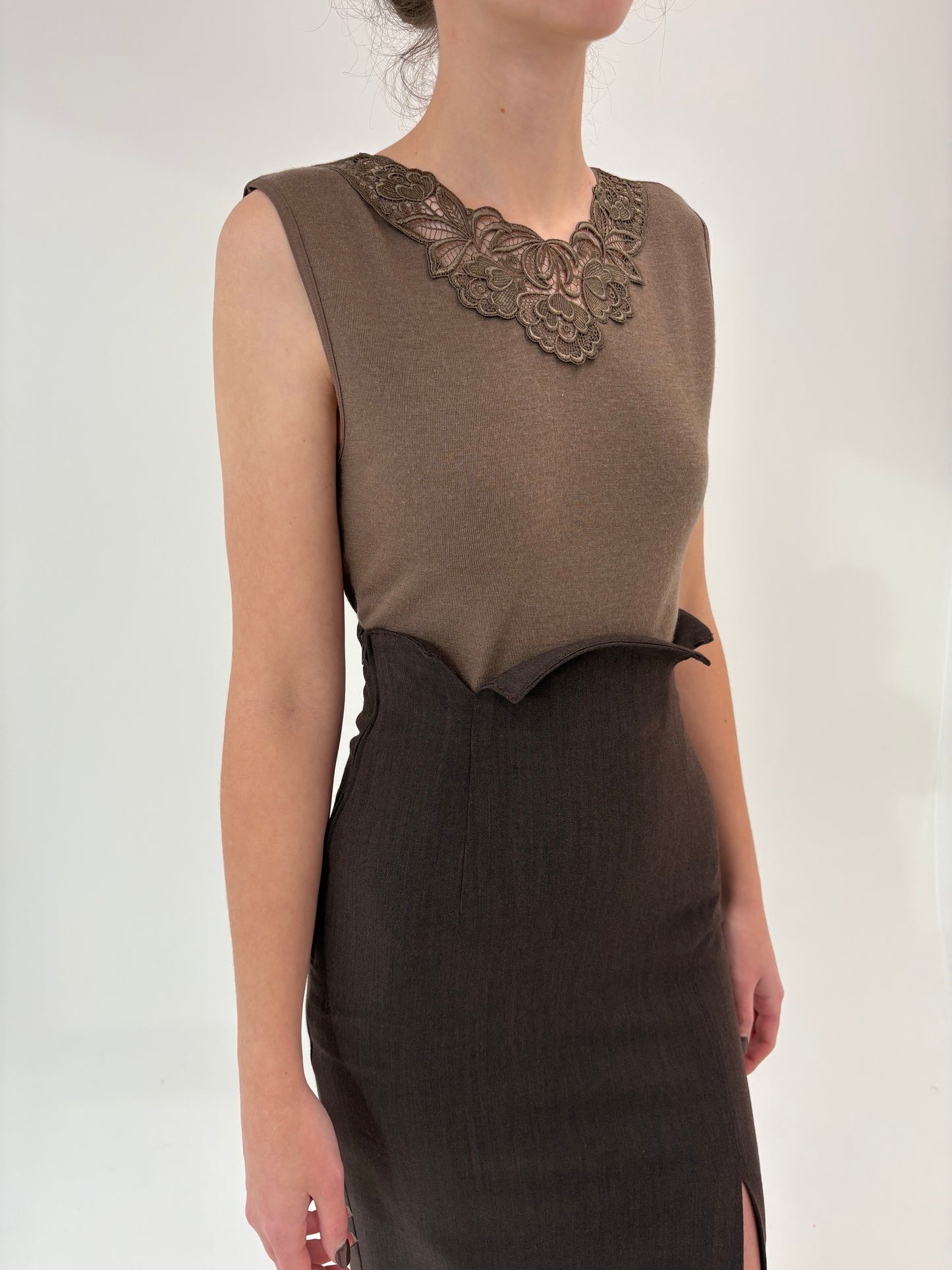 Top cafe au lait italian din mix de lana de lana extrafina