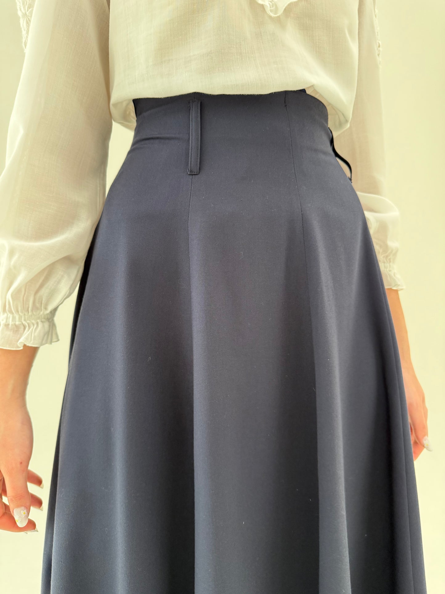 Fustă maxi cu buzunare Navy blue și talie ultra înaltă în croi amplu nouă