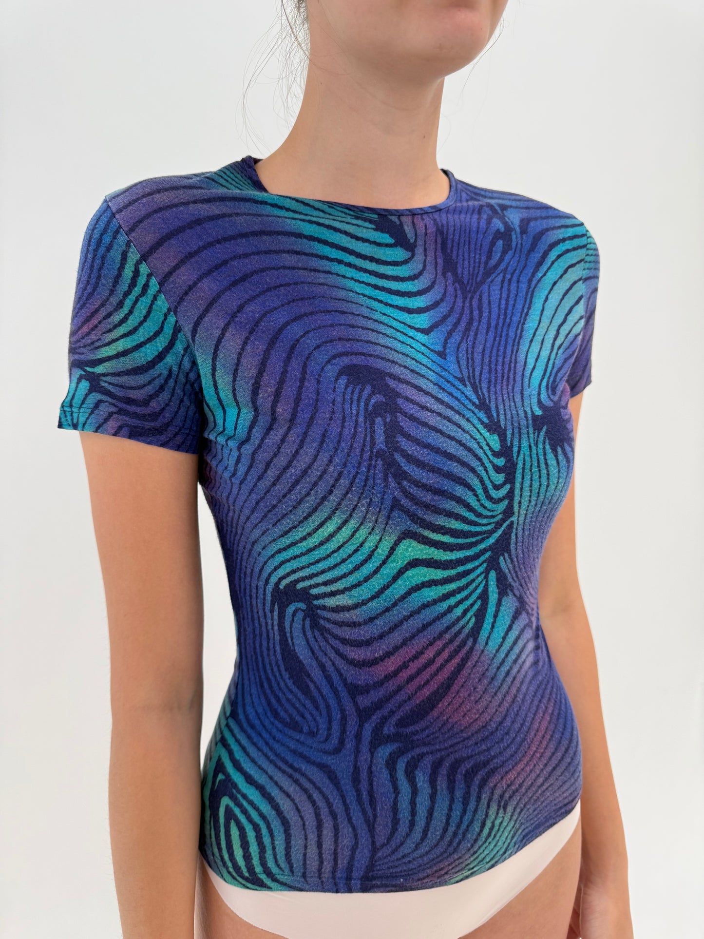 Top vintage Versace Y2K cu print superb din bumbac modelator