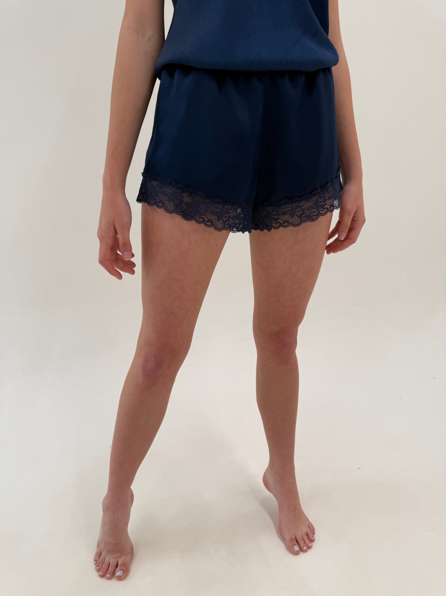 Pantaloni de pijama din mătase naturală cu talie elastică