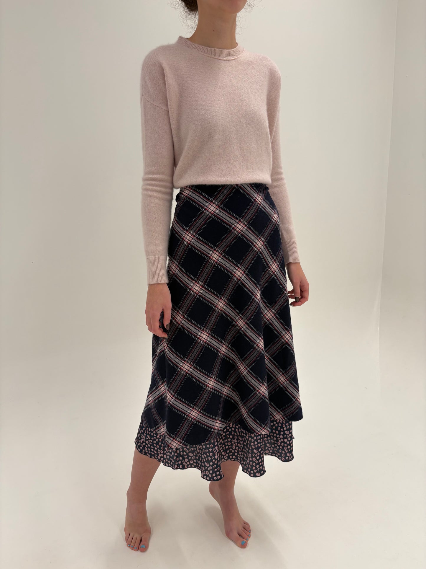 Fustă luxury Ermano Scervino maxi din stofă extrafina în carouri