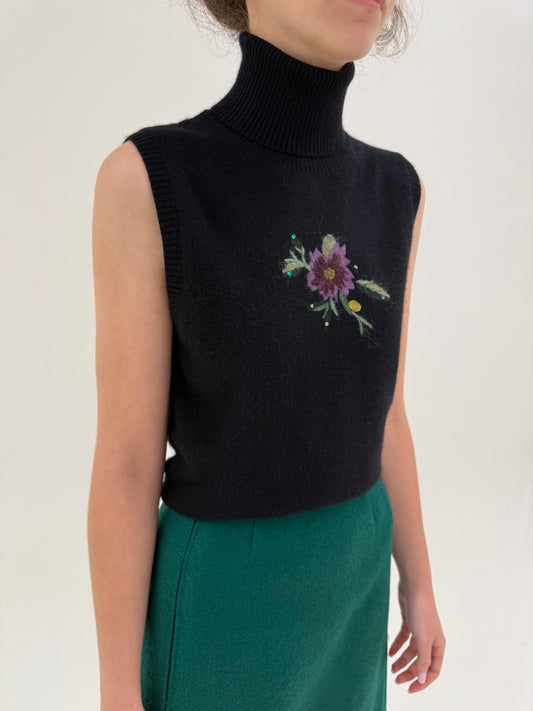 Maleta neagră din lana cu Angora și cașmir