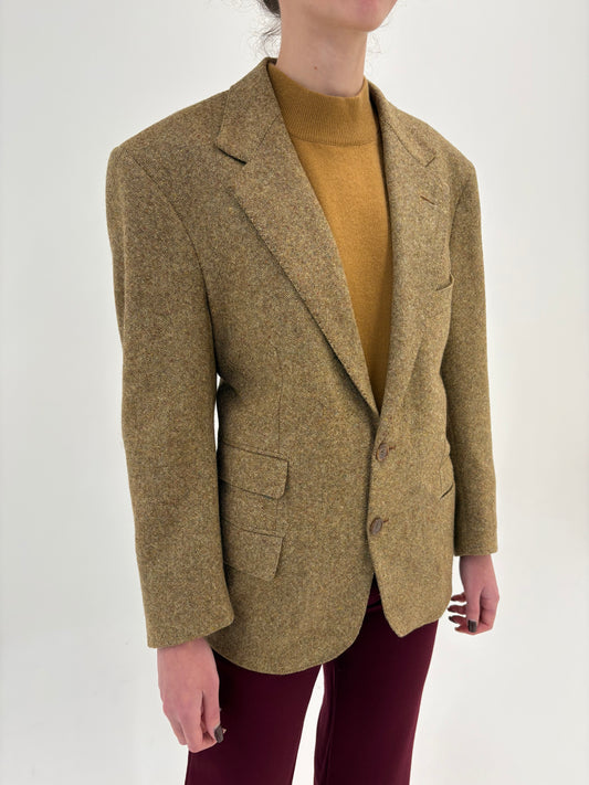 Sacou camel Loro Piana din tweed Donegal din 100% cașmir