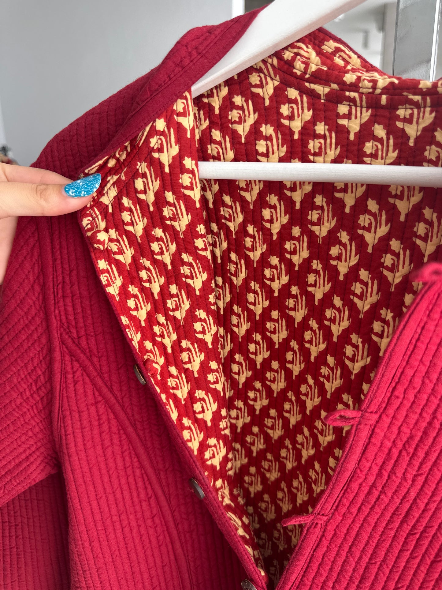 Jacheta din bumbac matlase cu 2 fete dark cherry red