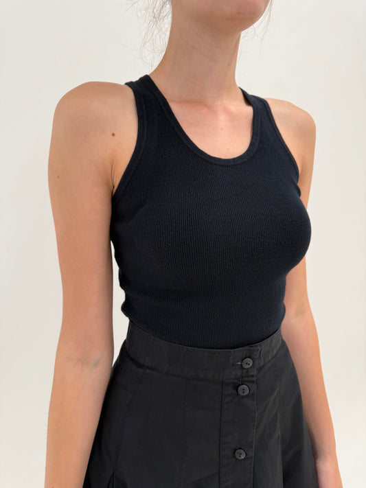 Top luxury Elisabeta Franchi din bumbac ribbed cu logo pe spate