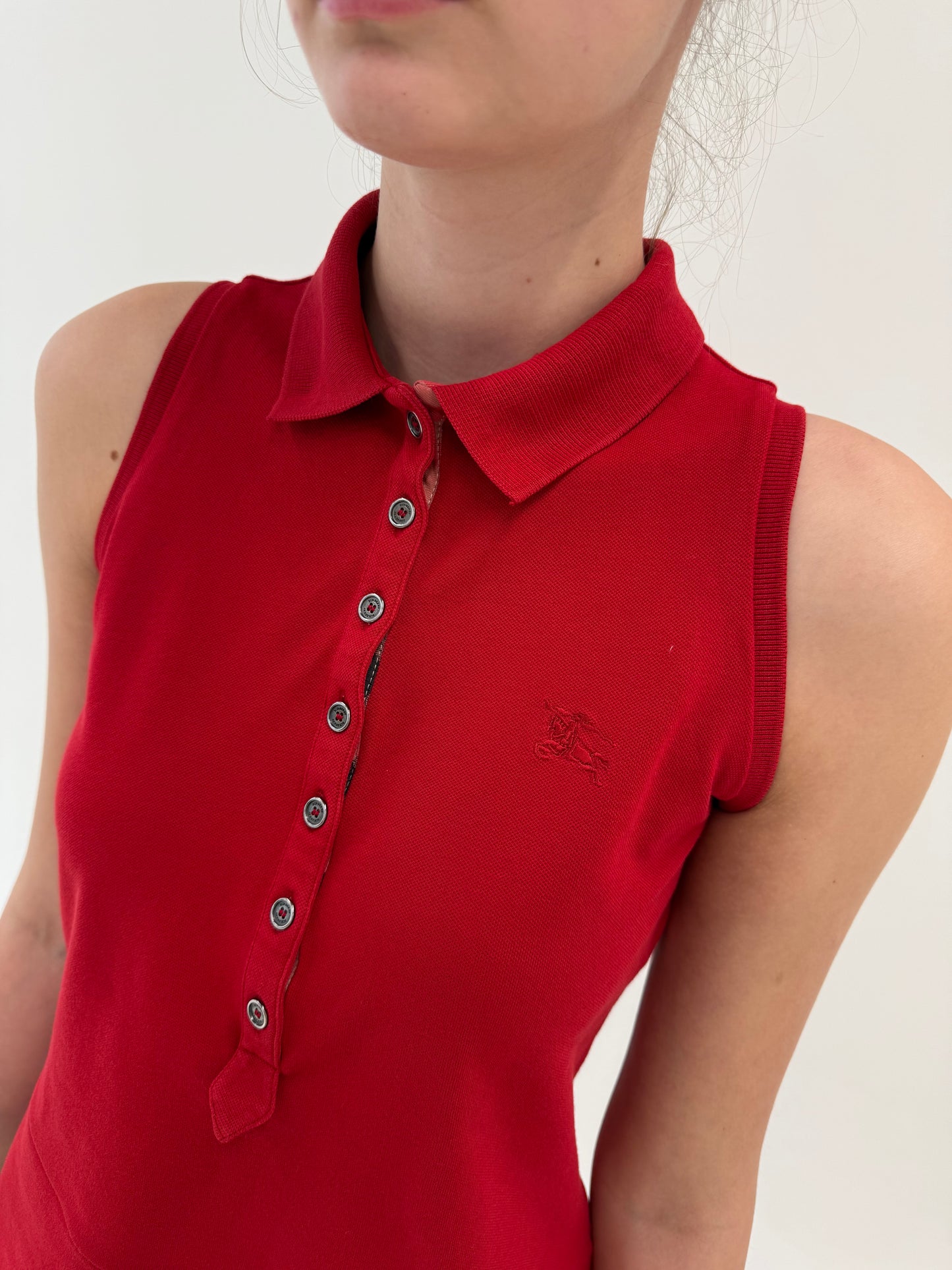 Top Burberry polo casual din bumbac texturat