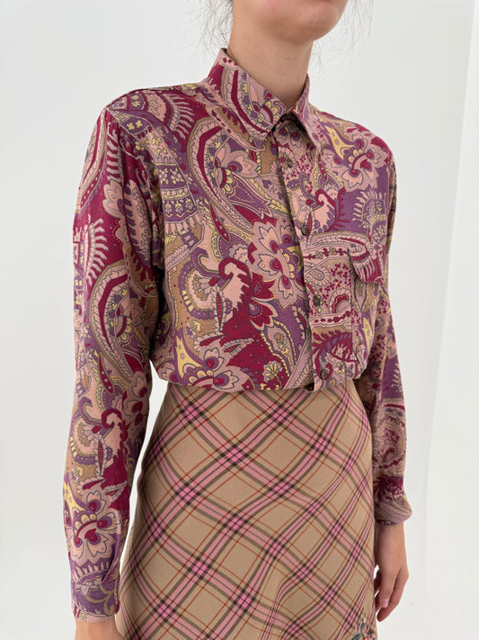 Cămașa vintage cu print paisley în nuanțe superbe