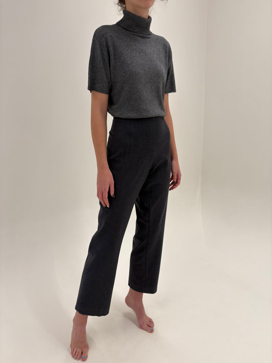 Pantaloni italienești charcoal gray din lana plină extrafina confort