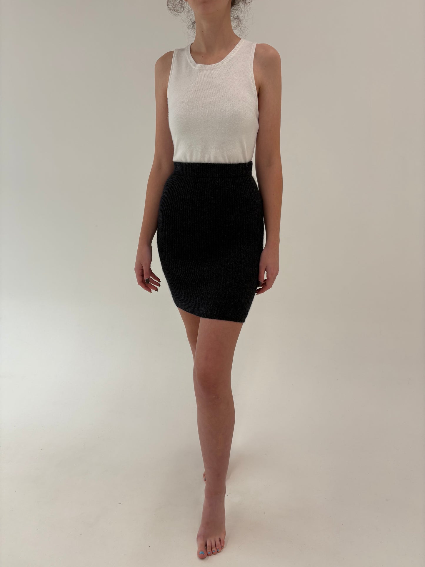 Fustă italiană din lana merino extrafina ribbed de gramaj mare