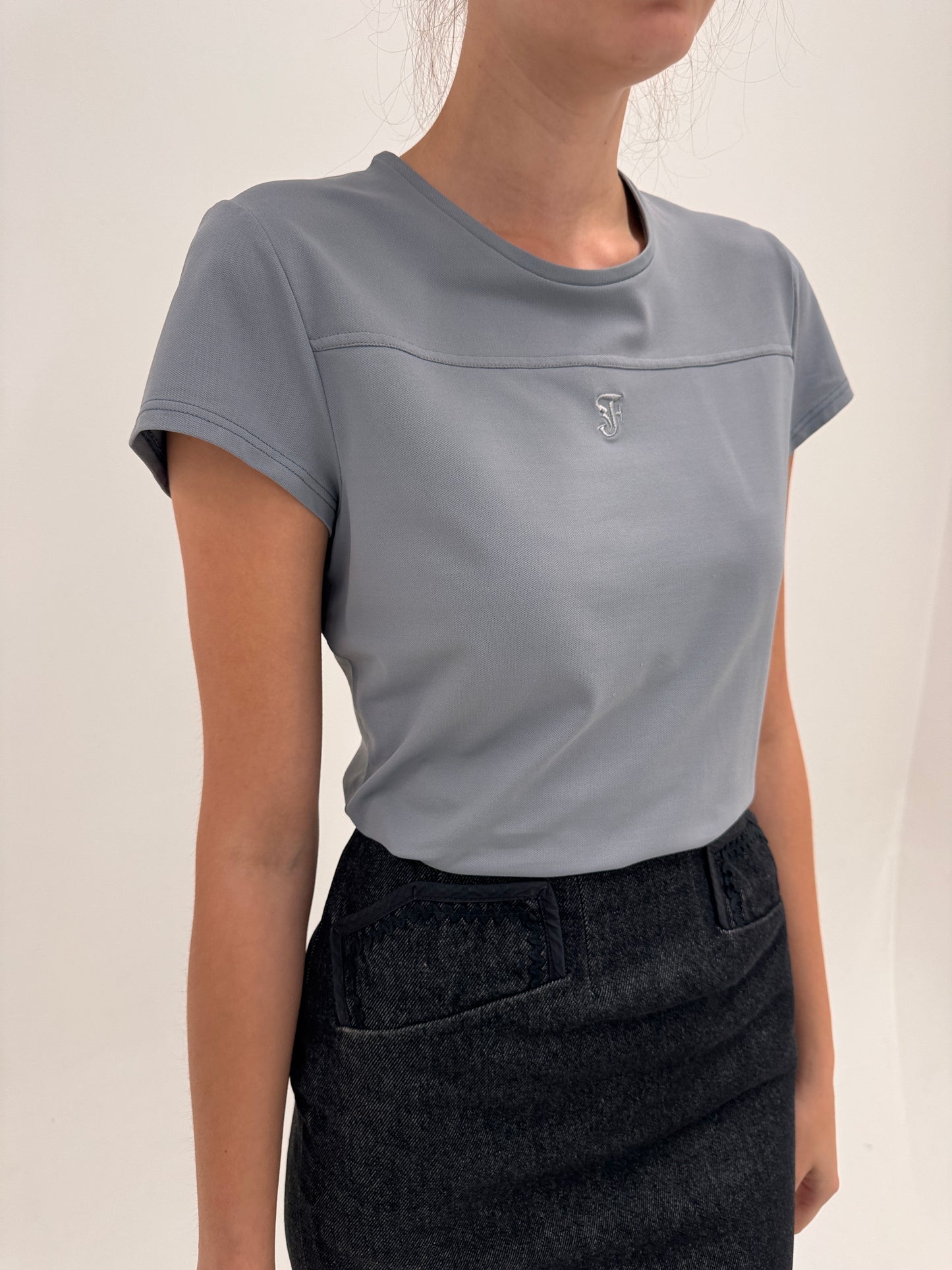 Top Gianfranco Ferre vintage cambrat silver gray din material tehnic pique