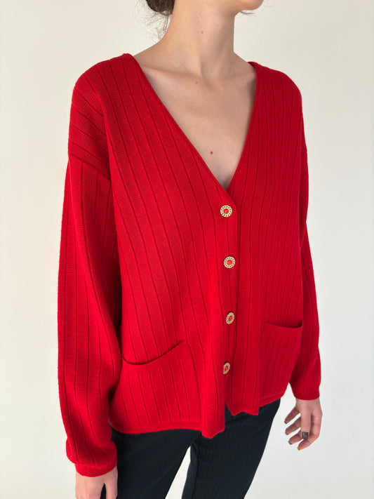 Cardigan vintage italian din lana extrafina plină de gramaj mare
