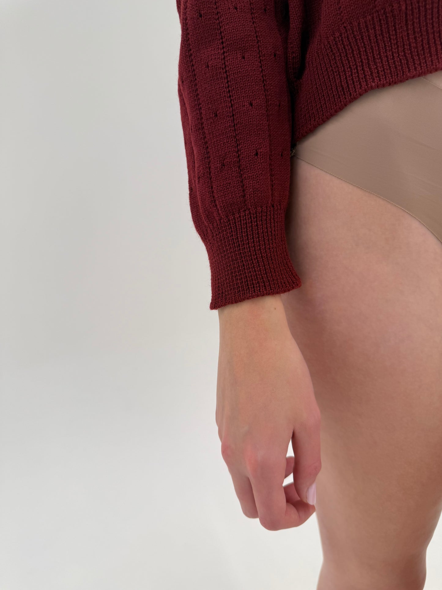 Cardigan vintage Marsala red din lana extrafina