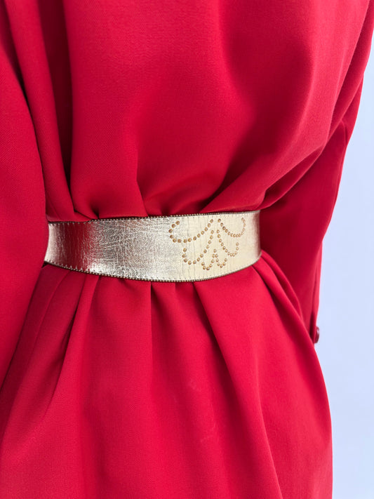 Centura vintage italiană din piele naturală soft gold