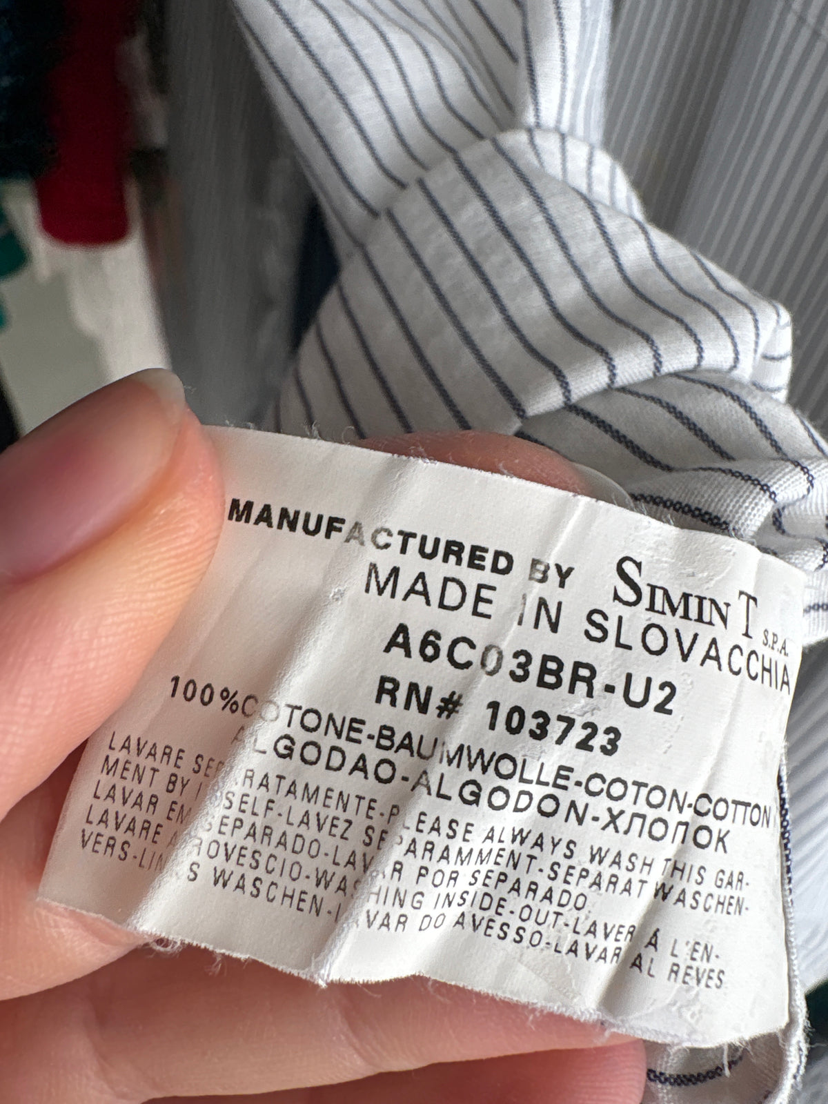 Cămașa Armani cu dungi fine verticale din poplin de bumbac plin