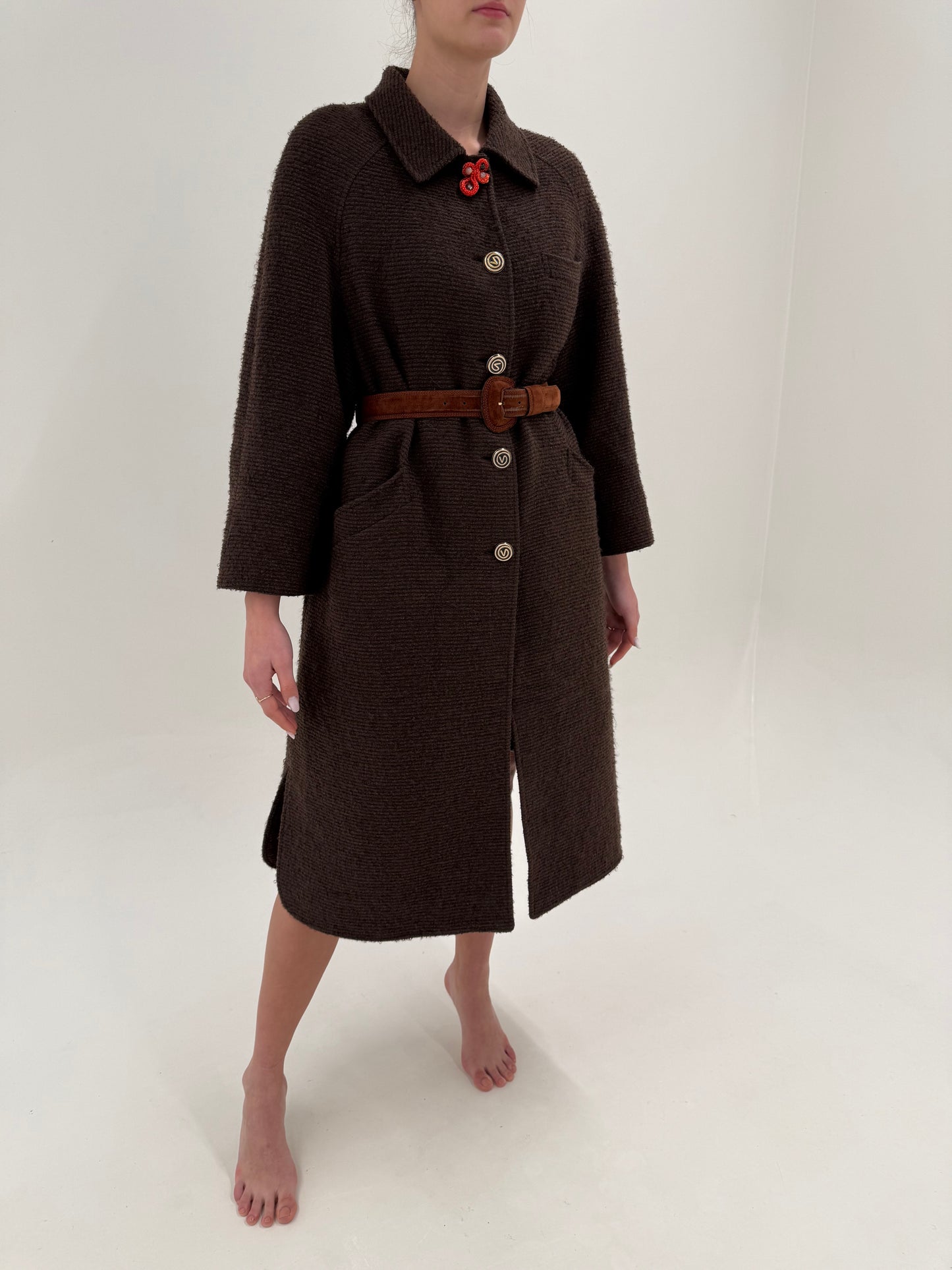 Pardesiu Valentino vintage în croi lejer chocolate brown