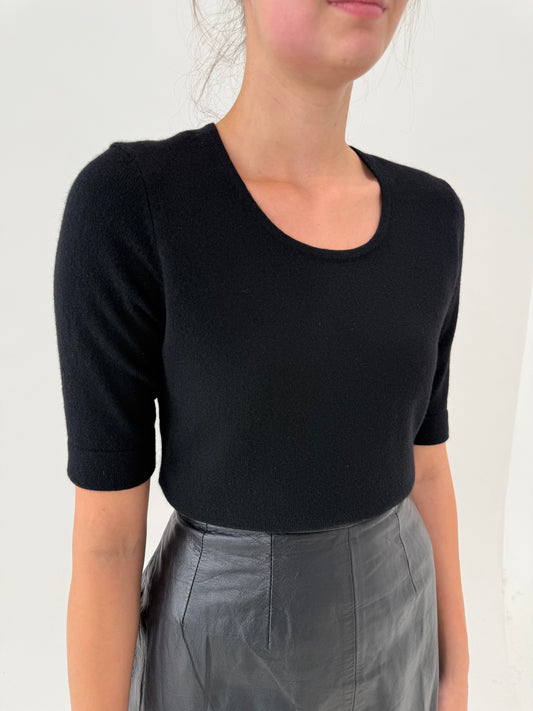 Top negru Ralph Lauren din cașmir crew neck