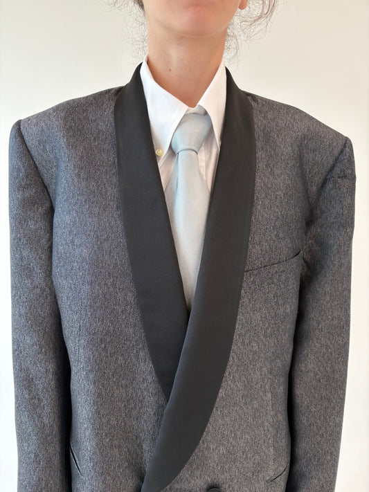 Cravata italiană din mătase naturală silver gray