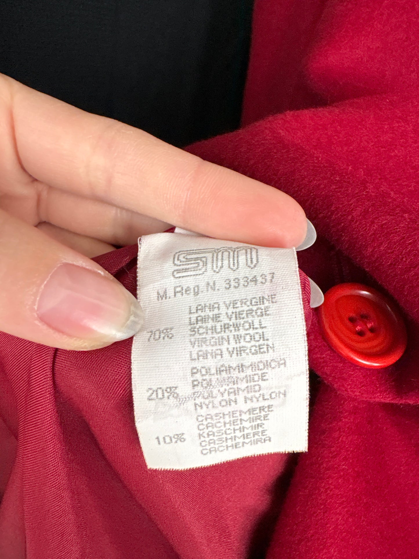 Sacou gros cherry red din stofă plină de lana cu cașmir