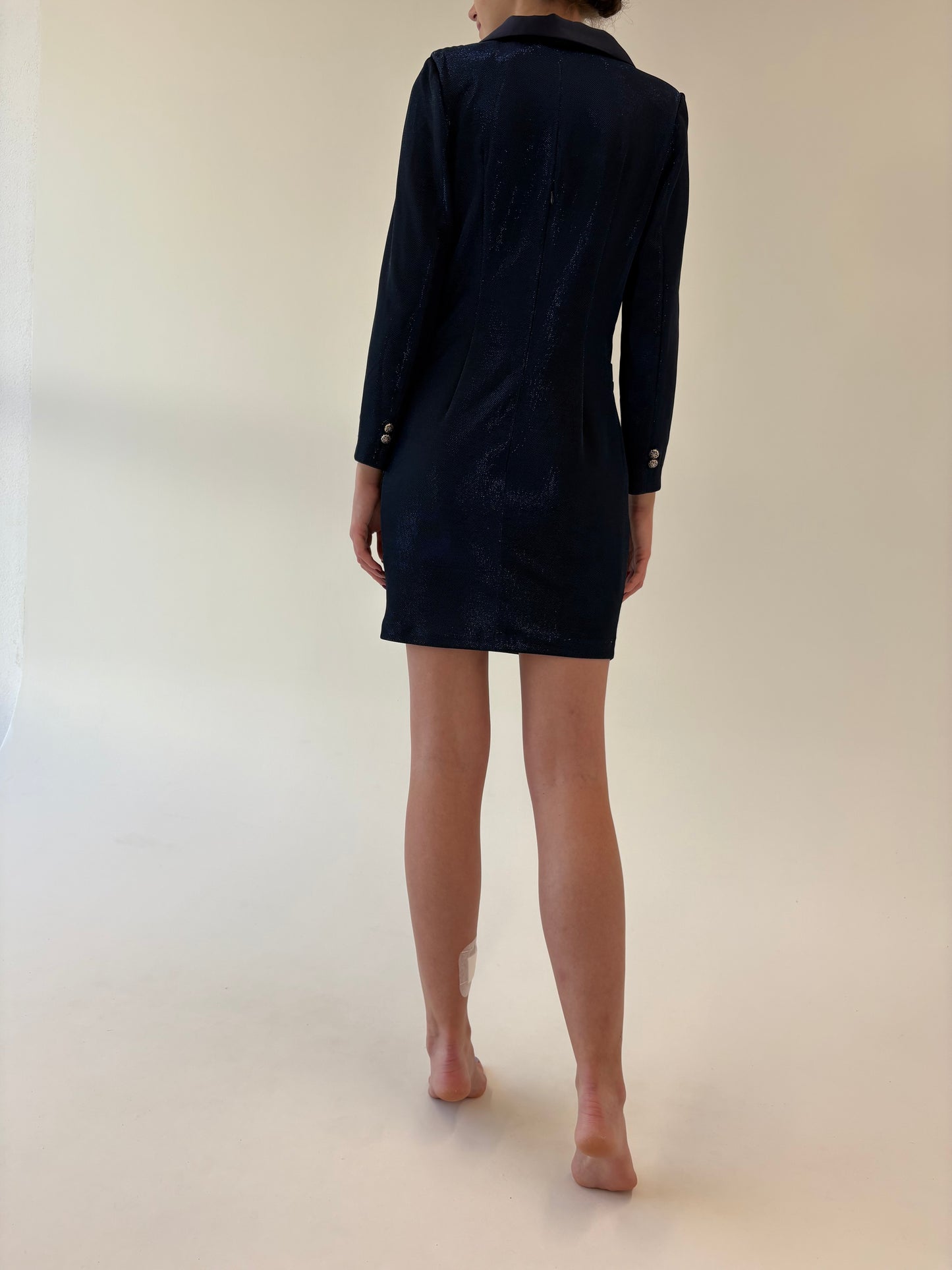 Rochie de brand luxury Luisa Cerano tip sacou cu efect perlat albastru
