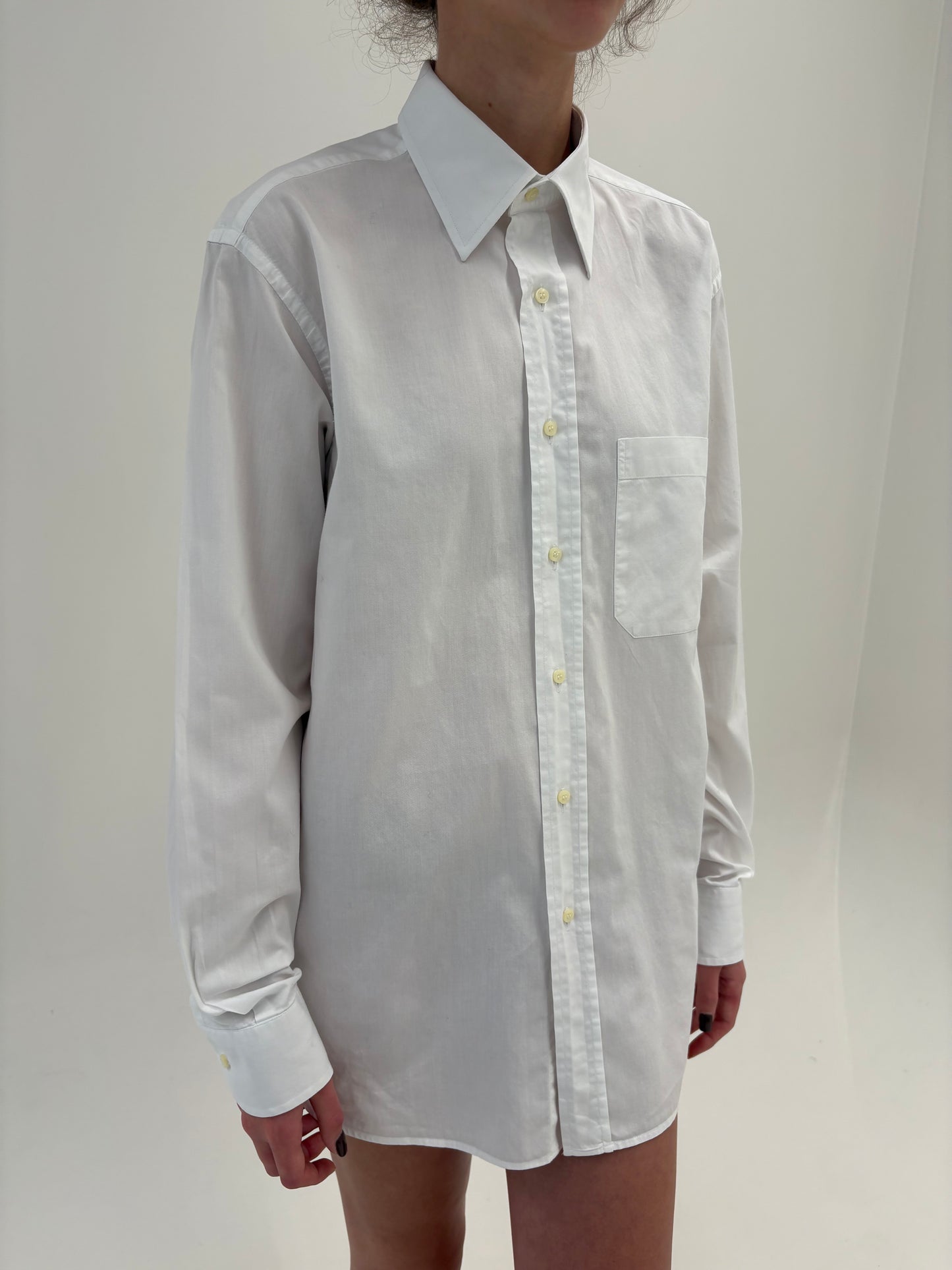 Cămașa premium italiană albă din poplin excepțional de bumbac