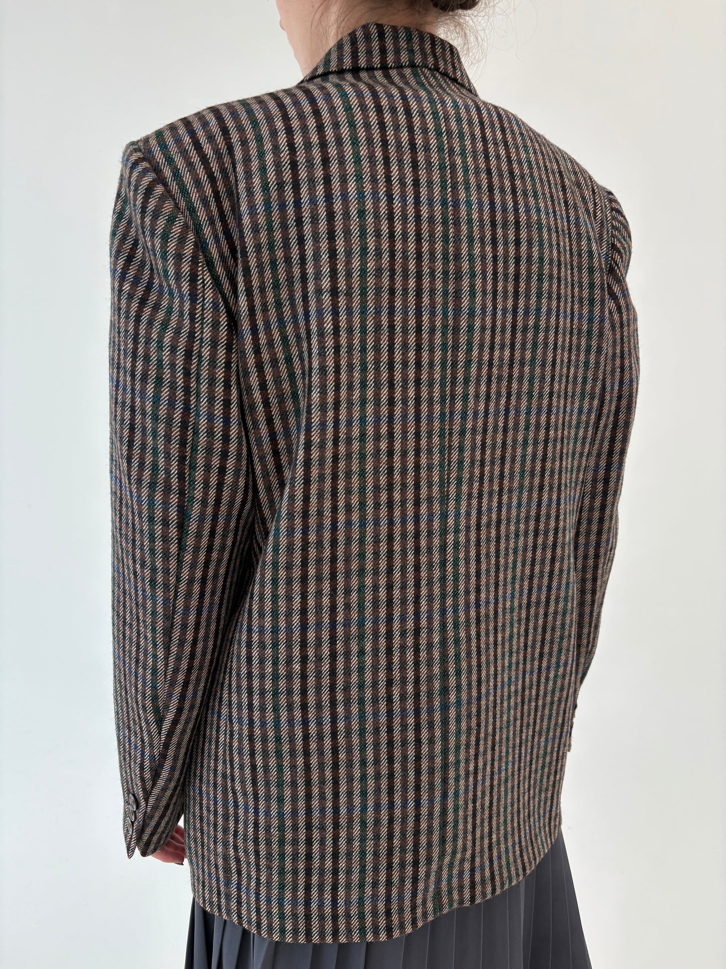 Sacou vintage italian în carouri din lana extrafina groasă