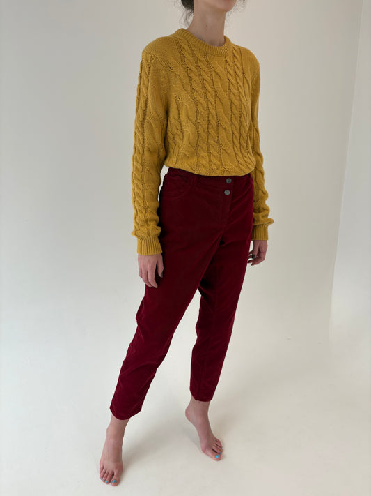 Pantaloni de brand premium confort burgundy din corduroy modelator