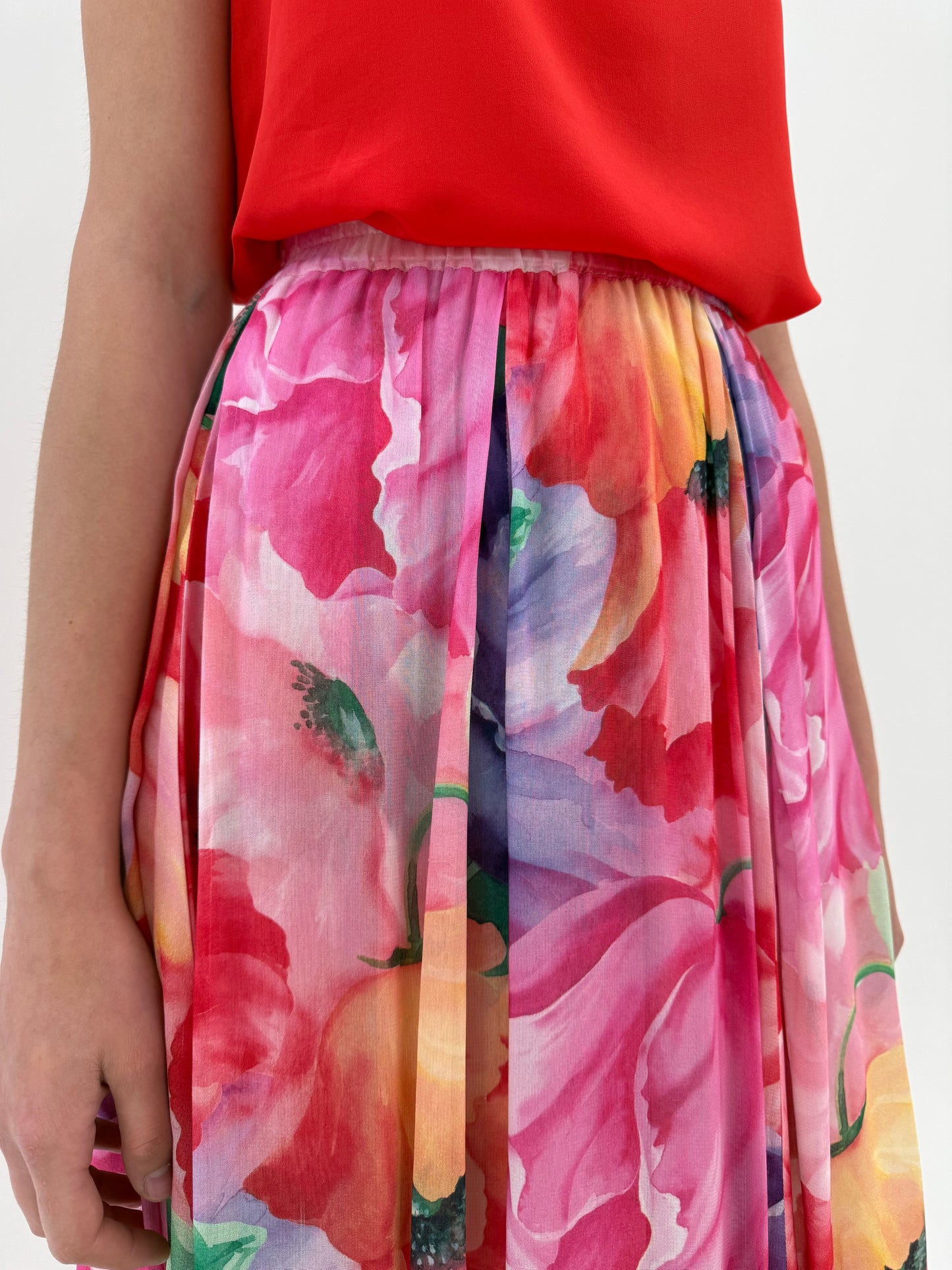 Fustă vintage cu print floral excepțional în culori superbe