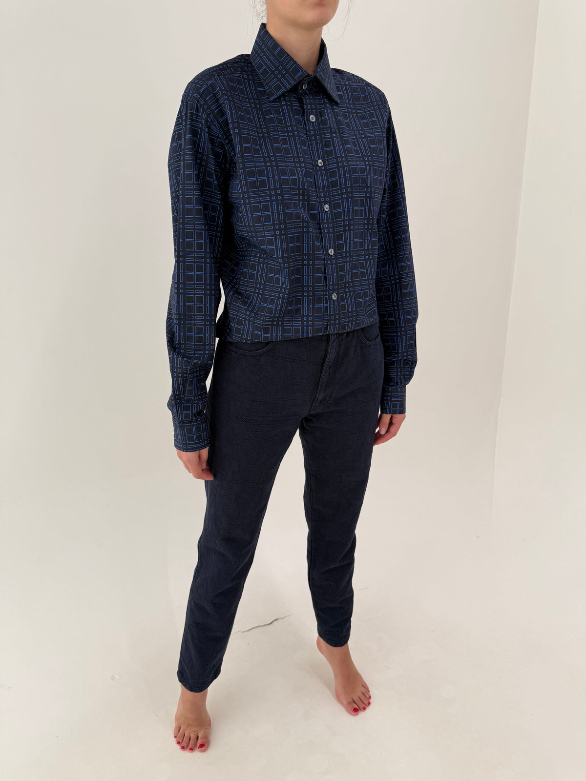 Pantaloni vintage Rocco Barocco din brocart gros și moale de bumbac