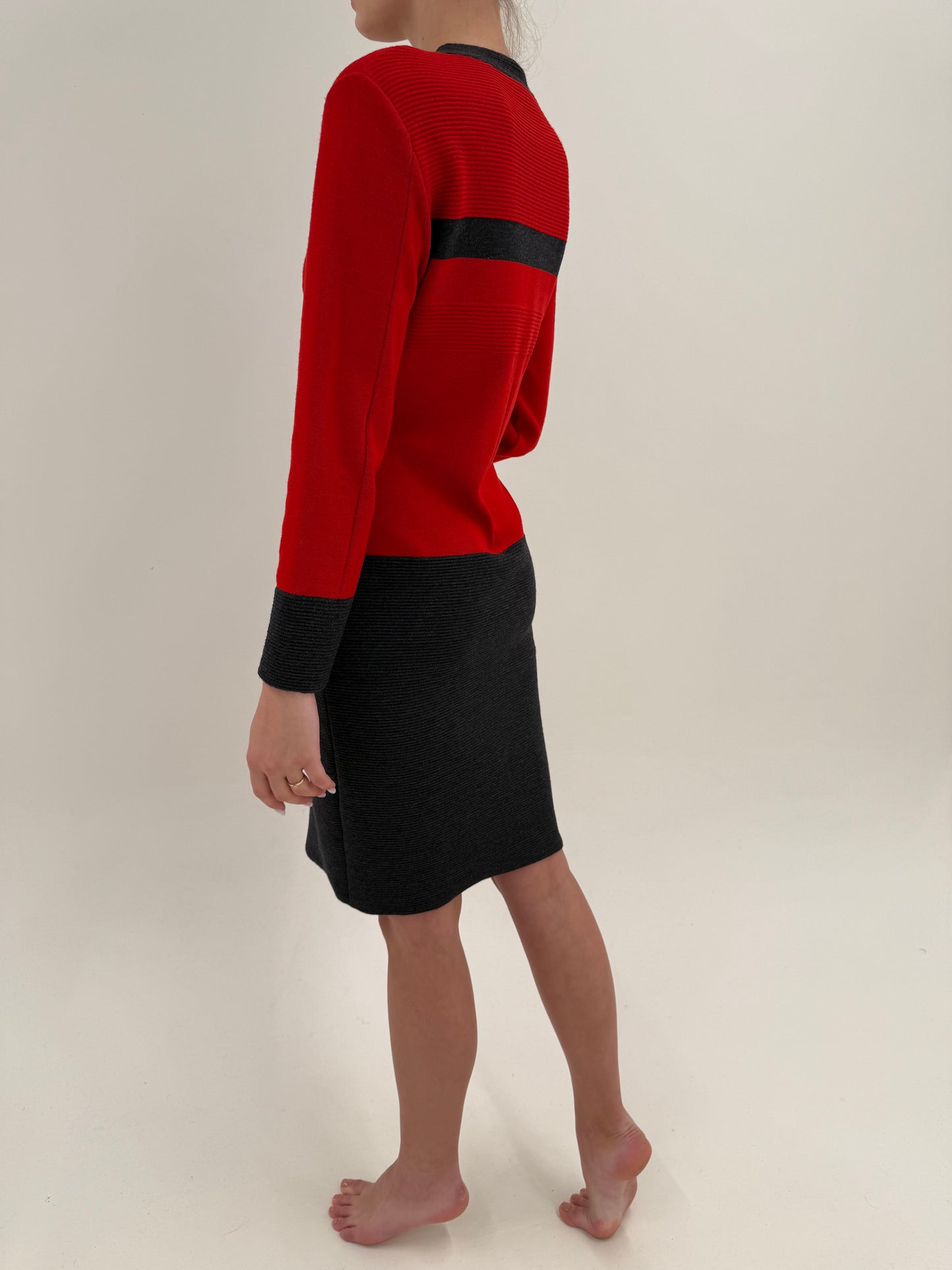 Rochie vintage Fendi colorblock din jerse de lana extrem de fin