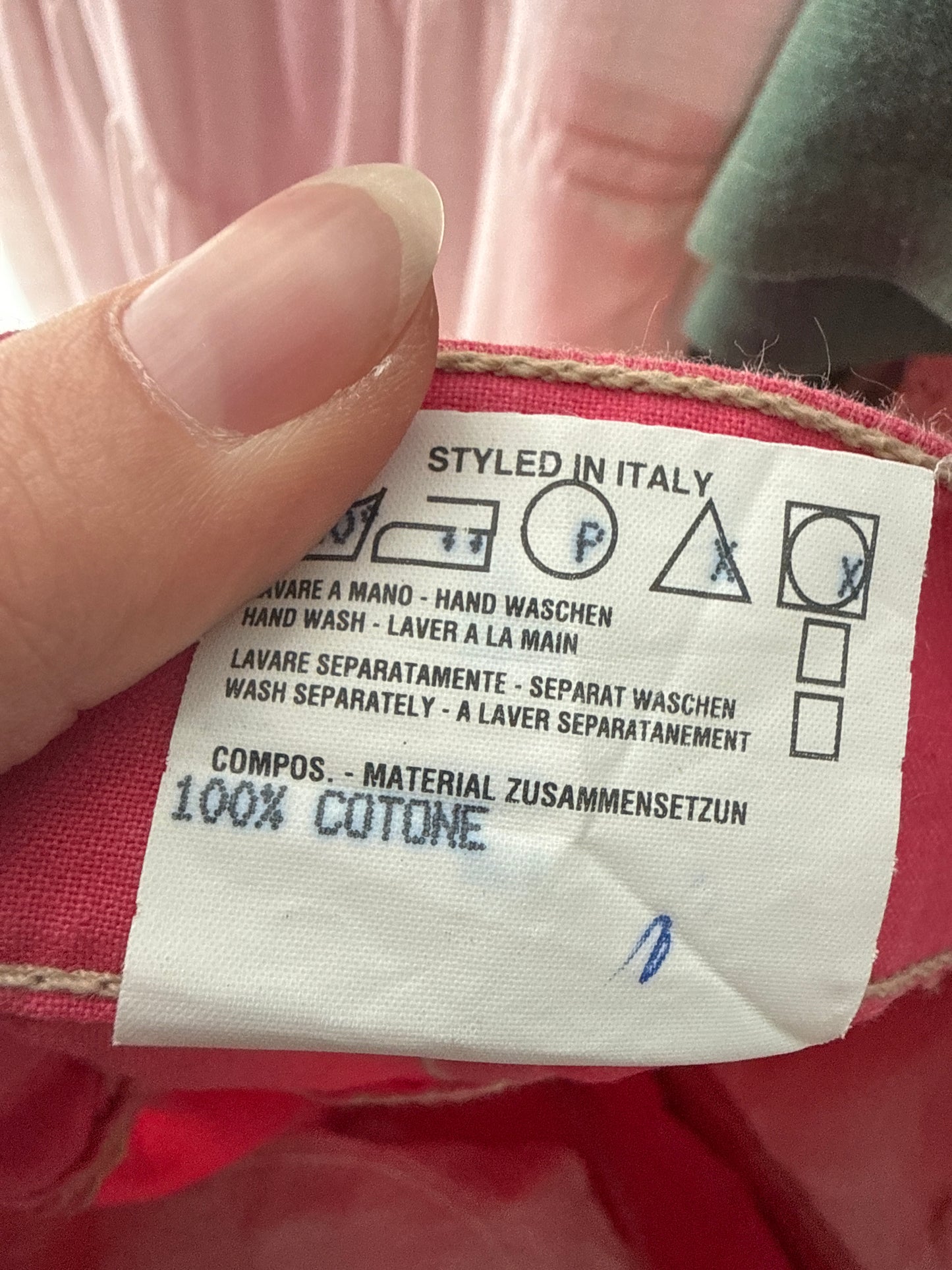 Pantaloni vintage noi din poplin de bumbac fucsia tall