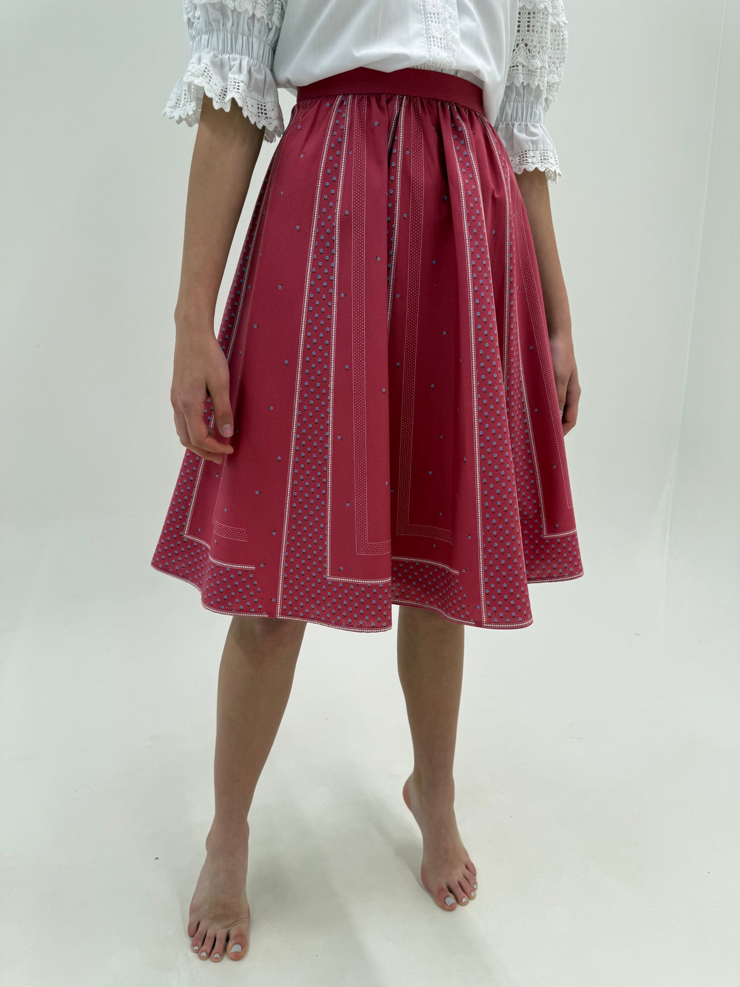 Fustă vintage din pânză de bumbac dusty rose Pink