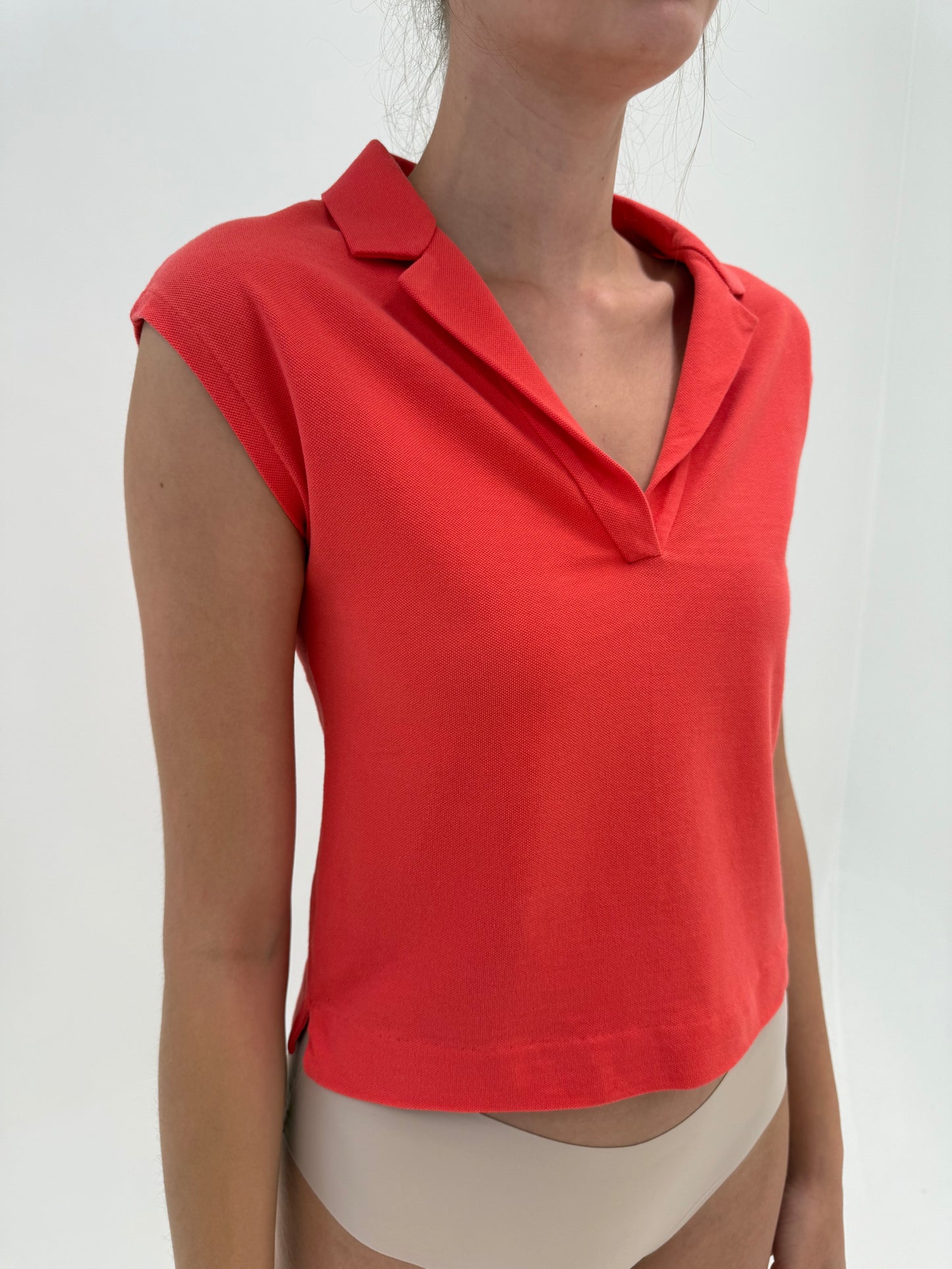 Top vintage Fendi polo coral red din bumbac de gramaj mare ultra confort