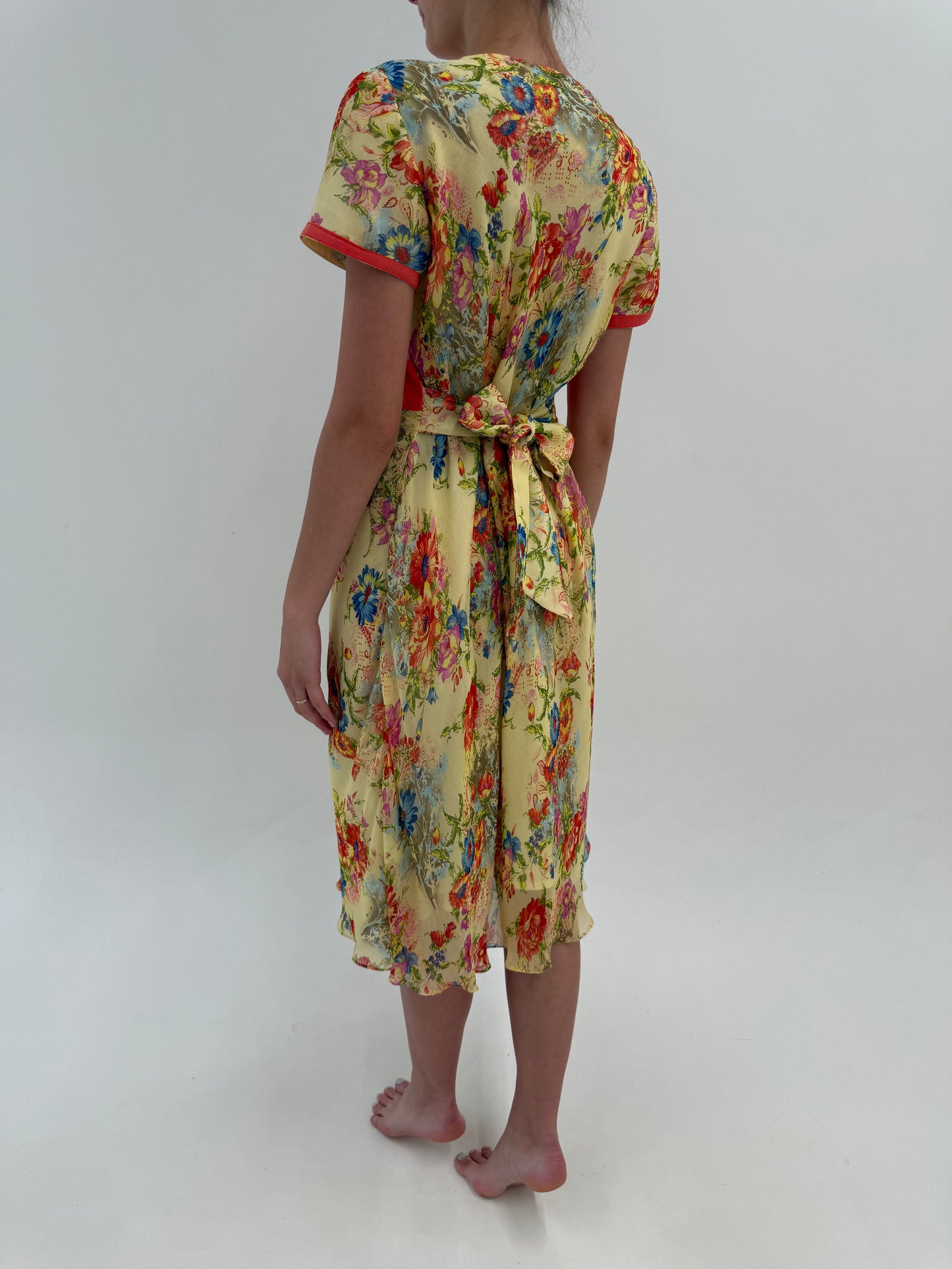Rochie din mătase naturală cu talie Empire reglabilă butter yellow