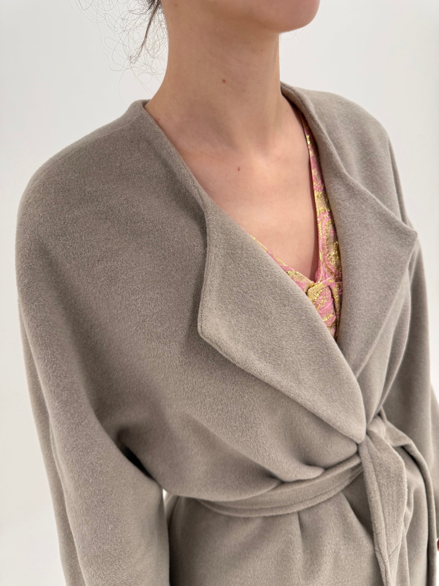 Palton de brand super premium Hobbs warm gray din lana extrafina