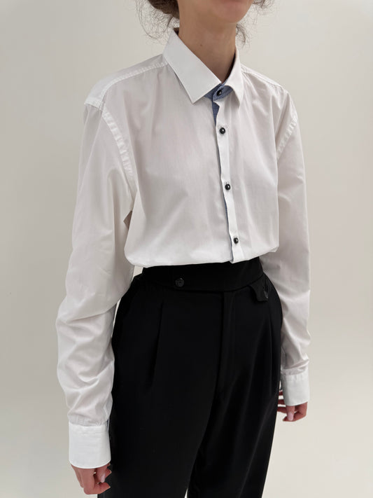 Cămașa Hugo Boss în croi actual din poplin de bumbac