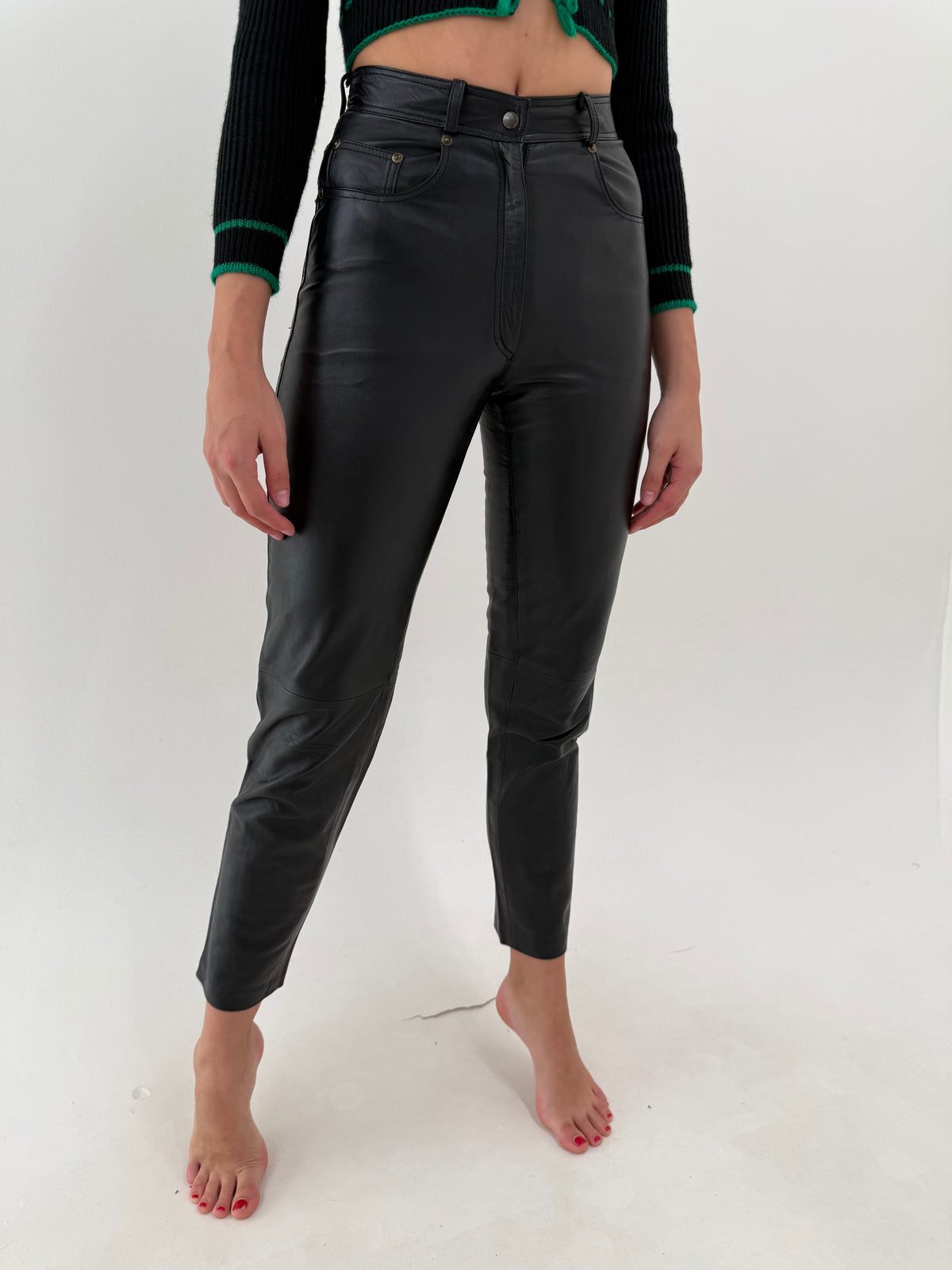 Pantaloni din piele naturală mănușă