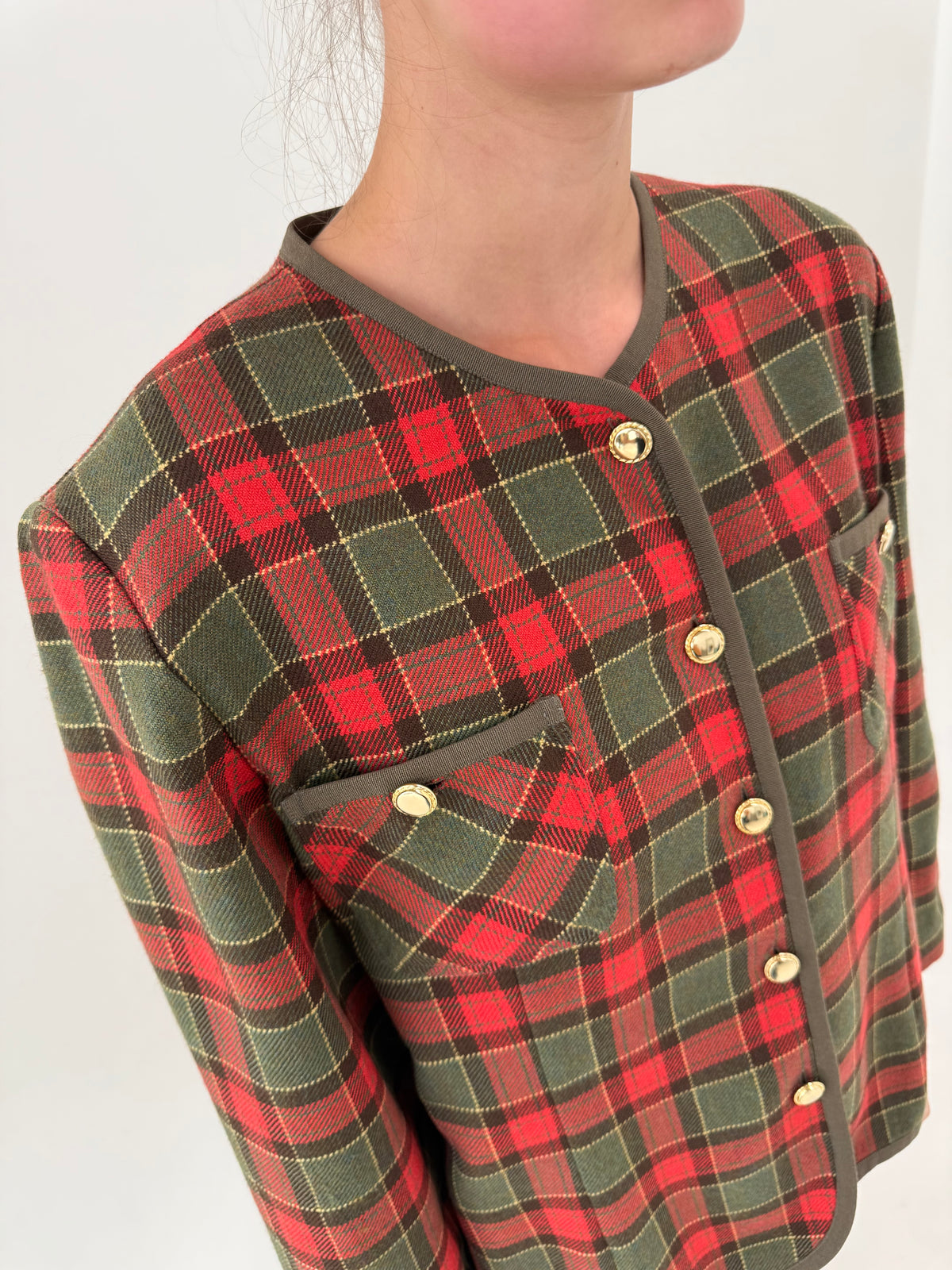 Deux vintage italian piece în carouri din  Tartan moale de lana excepțională