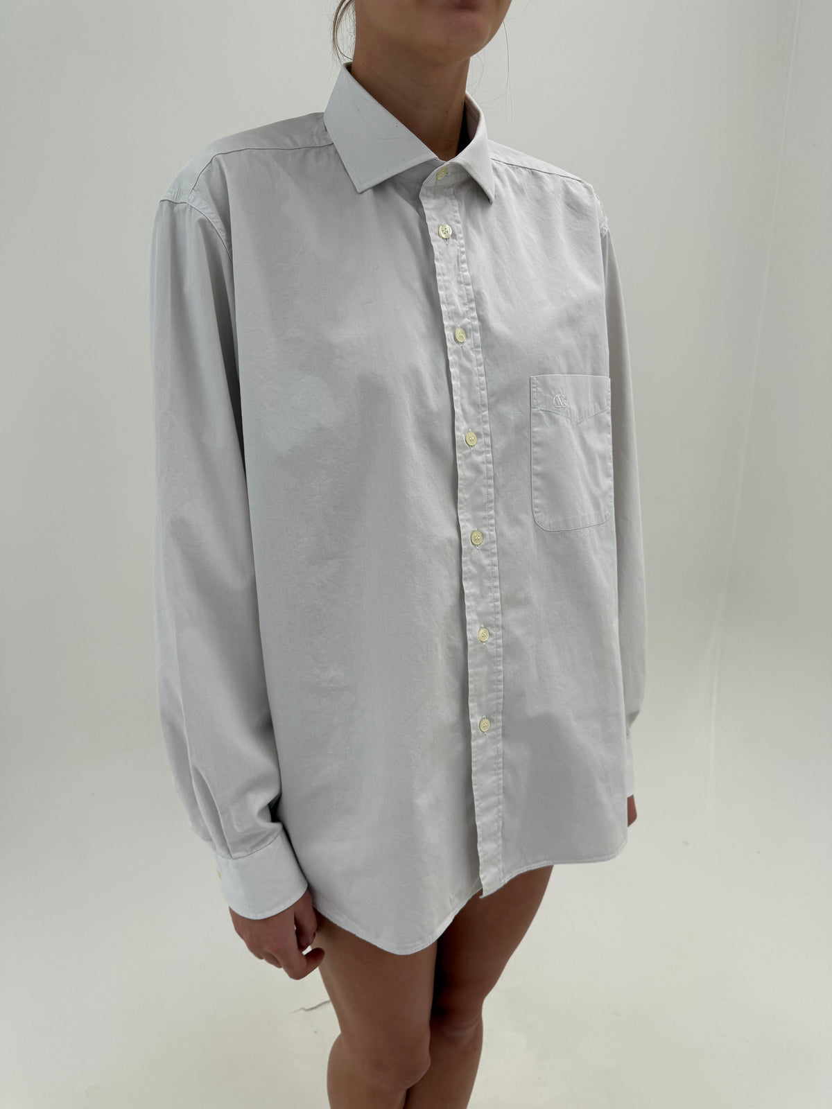 Cămașa Valentino vintage off white din poplin gros de bumbac