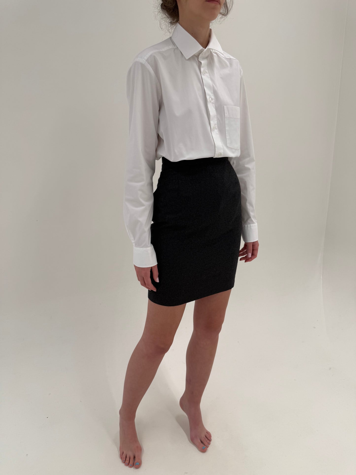 Fustă italiană din lana pura extrafina certificată cu talie ultra înaltă