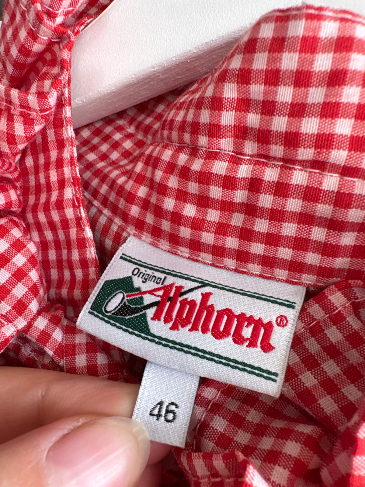 Cămașa vintage gingham din bumbac plin cu jabou